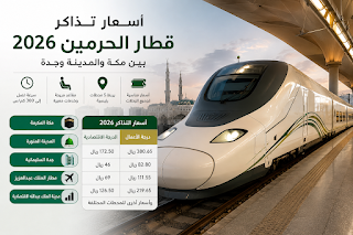 أسعارومواعيد تذاكر قطار الحرمين 2026 بين مكة والمدينة وجدة